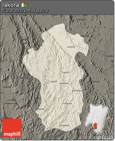 Shaded Relief Map of Iakora, darken