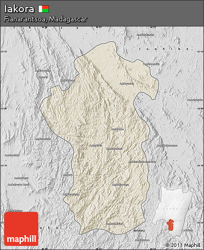 Shaded Relief Map of Iakora, desaturated