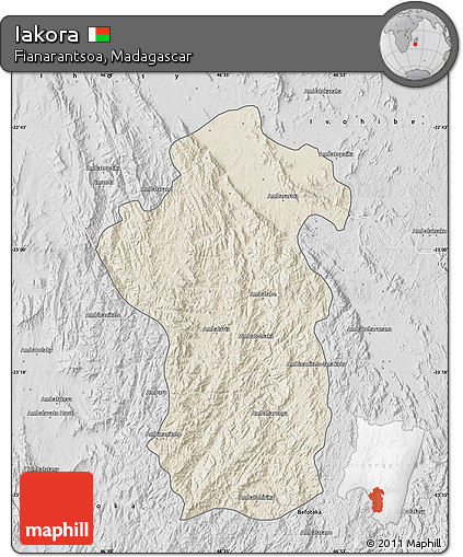 Shaded Relief Map of Iakora, desaturated