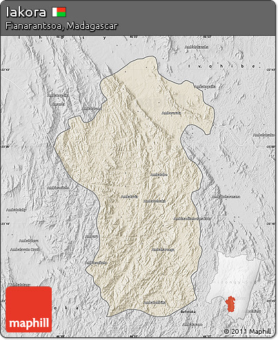 Shaded Relief Map of Iakora, desaturated