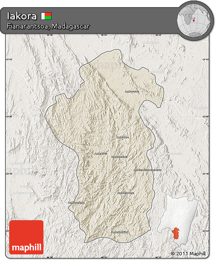 Shaded Relief Map of Iakora, lighten