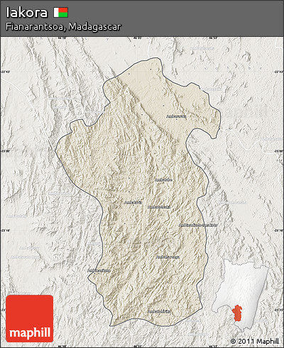 Shaded Relief Map of Iakora, lighten