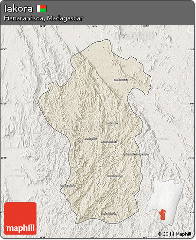 Shaded Relief Map of Iakora, lighten