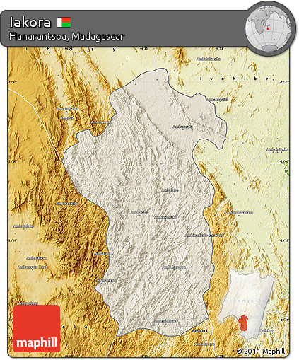 Shaded Relief Map of Iakora, physical outside