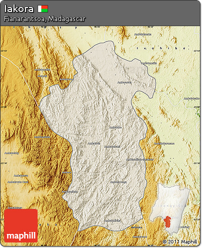 Shaded Relief Map of Iakora, physical outside