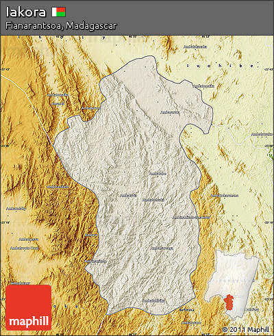 Shaded Relief Map of Iakora, physical outside