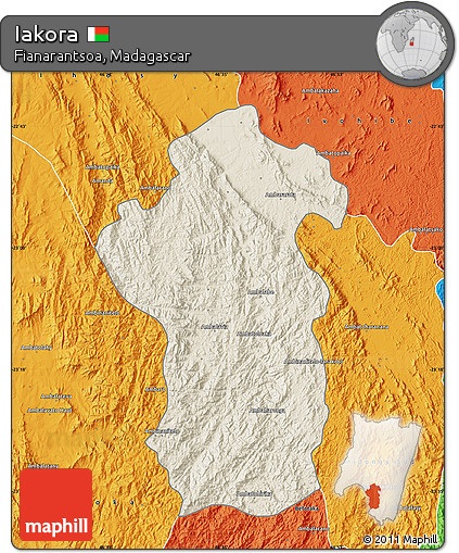Shaded Relief Map of Iakora, political outside