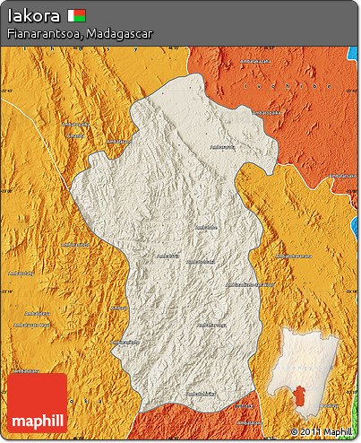 Shaded Relief Map of Iakora, political outside