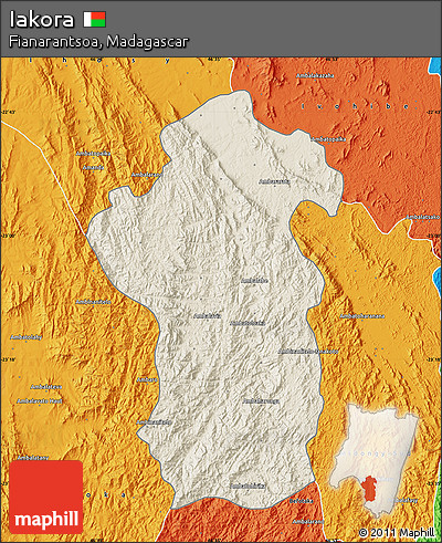 Shaded Relief Map of Iakora, political outside
