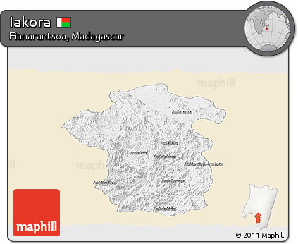 Classic Style Panoramic Map of Iakora, single color outside