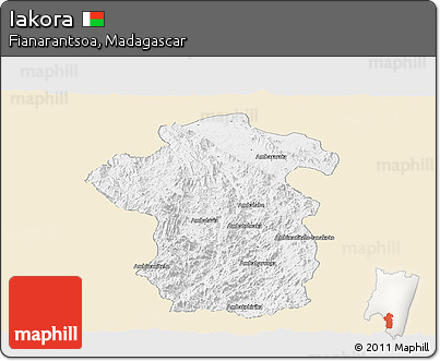 Classic Style Panoramic Map of Iakora, single color outside
