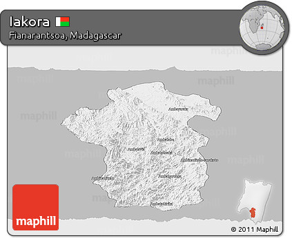 Gray Panoramic Map of Iakora, single color outside