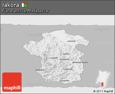Gray Panoramic Map of Iakora, single color outside