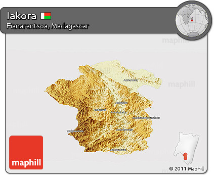 Physical Panoramic Map of Iakora, cropped outside