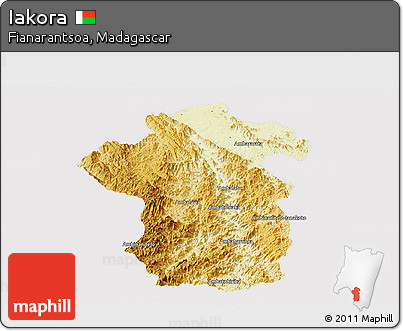 Physical Panoramic Map of Iakora, cropped outside