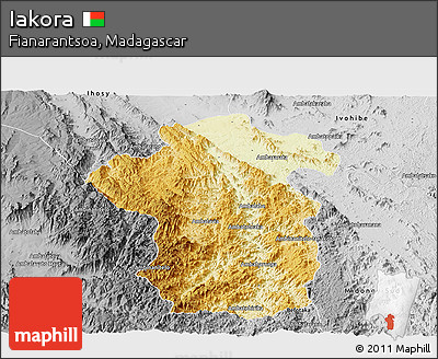 Physical Panoramic Map of Iakora, desaturated