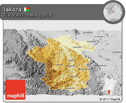 Physical Panoramic Map of Iakora, desaturated