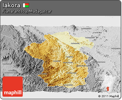 Physical Panoramic Map of Iakora, desaturated