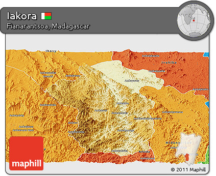 Physical Panoramic Map of Iakora, political outside