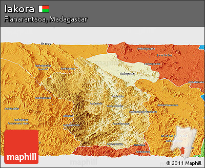 Physical Panoramic Map of Iakora, political outside