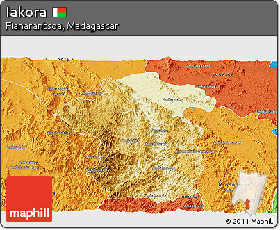 Physical Panoramic Map of Iakora, political outside