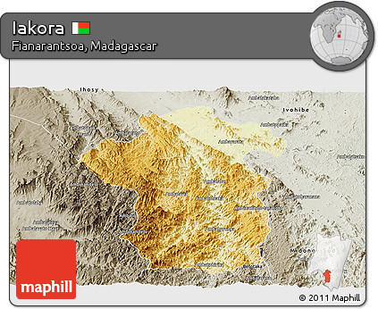 Physical Panoramic Map of Iakora, semi-desaturated