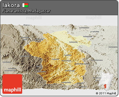 Physical Panoramic Map of Iakora, semi-desaturated