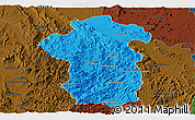 Political Panoramic Map of Iakora, darken