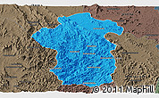 Political Panoramic Map of Iakora, darken, semi-desaturated