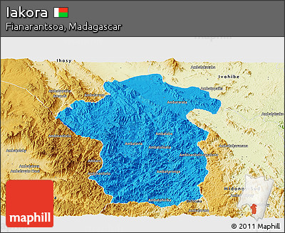 Political Panoramic Map of Iakora, physical outside