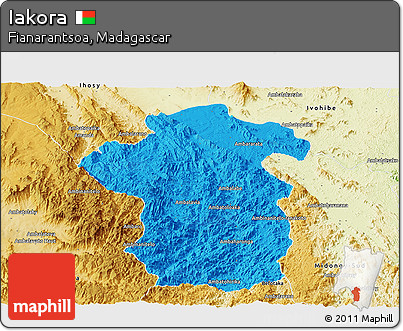 Political Panoramic Map of Iakora, physical outside