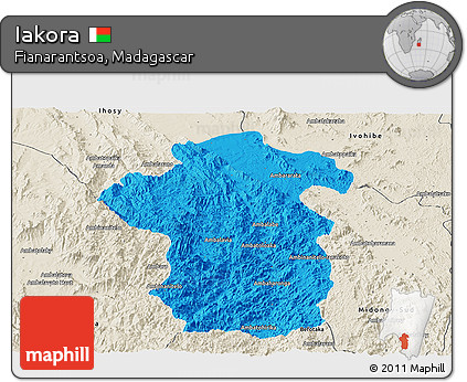 Political Panoramic Map of Iakora, shaded relief outside