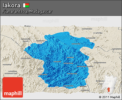 Political Panoramic Map of Iakora, shaded relief outside