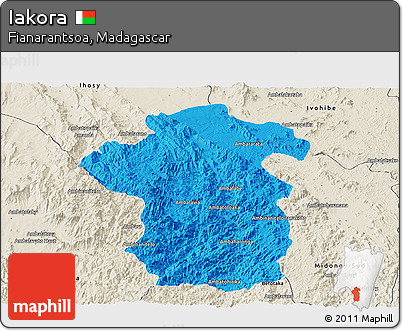 Political Panoramic Map of Iakora, shaded relief outside