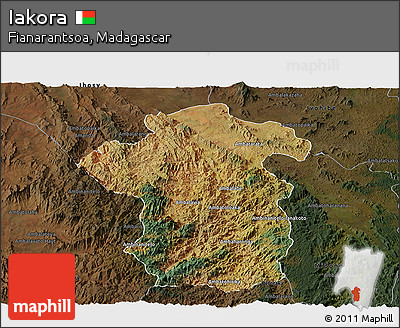Satellite Panoramic Map of Iakora, darken