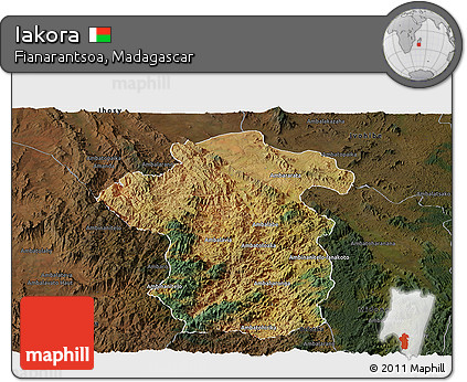 Satellite Panoramic Map of Iakora, darken