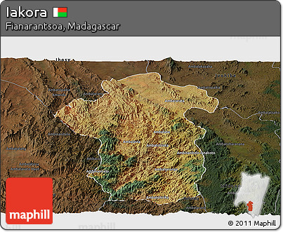 Satellite Panoramic Map of Iakora, darken