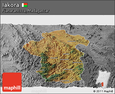 Satellite Panoramic Map of Iakora, desaturated