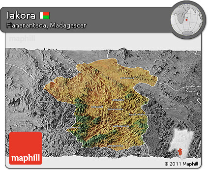 Satellite Panoramic Map of Iakora, desaturated