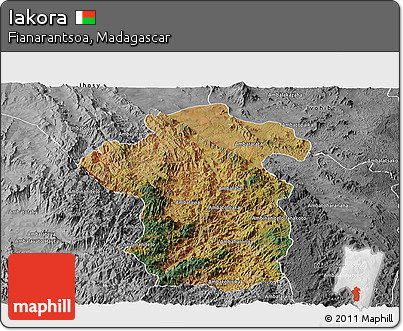 Satellite Panoramic Map of Iakora, desaturated