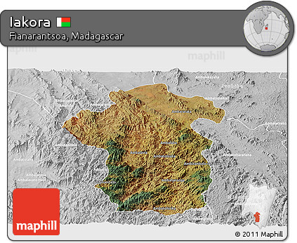 Satellite Panoramic Map of Iakora, lighten, desaturated