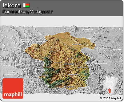 Satellite Panoramic Map of Iakora, lighten, desaturated