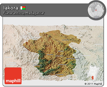 Satellite Panoramic Map of Iakora, lighten