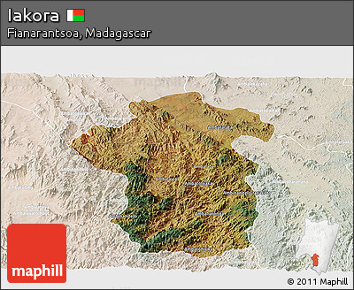 Satellite Panoramic Map of Iakora, lighten