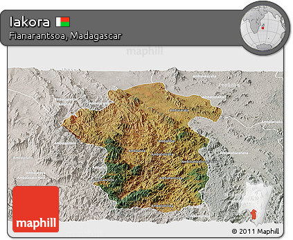 Satellite Panoramic Map of Iakora, lighten, semi-desaturated