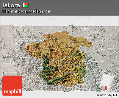 Satellite Panoramic Map of Iakora, lighten, semi-desaturated