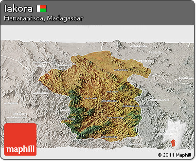 Satellite Panoramic Map of Iakora, lighten, semi-desaturated