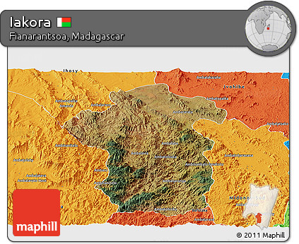 Satellite Panoramic Map of Iakora, political outside