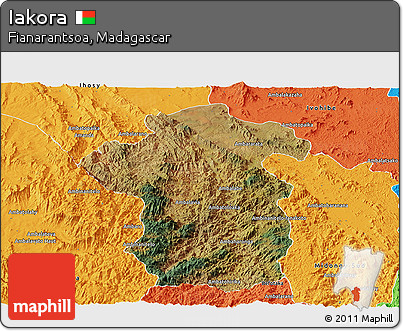 Satellite Panoramic Map of Iakora, political outside