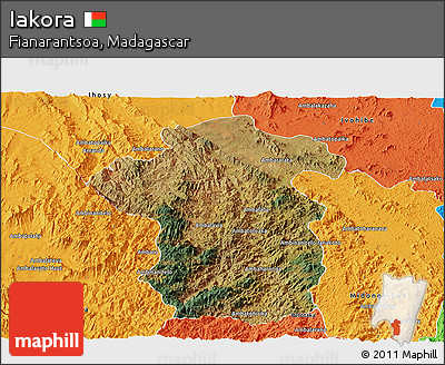 Satellite Panoramic Map of Iakora, political outside